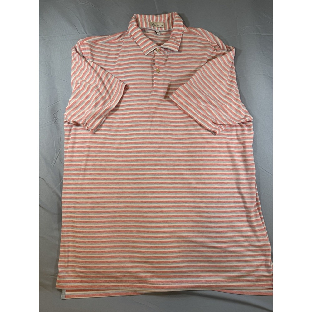 Peter Millar Summer Comfort Men's Pink & Blue Striped Polo Size Large